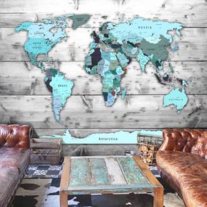 KUNSTLOFT Vliestapete »World Map: Blue Continents«, lichtbeständige Design Tapete