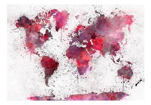 KUNSTLOFT Vliestapete »World Map: Red Watercolors«, lichtbeständige Design Tapete