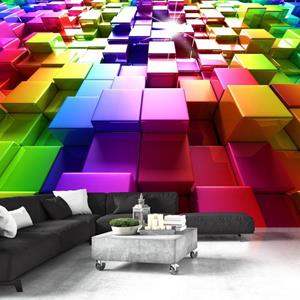 KUNSTLOFT Vliestapete »Colored Cubes«, lichtbeständige Design Tapete