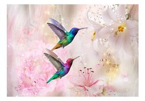KUNSTLOFT Vliestapete »Colourful Hummingbirds (Pink)«, lichtbeständige Design Tapete