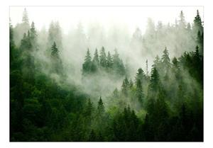 KUNSTLOFT Vliestapete »Mountain Forest (Green)«, lichtbeständige Design Tapete