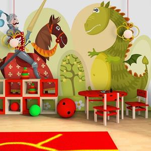 KUNSTLOFT Vliestapete »Drache und Ritter«, lichtbeständige Design Tapete