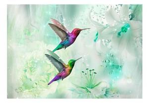 KUNSTLOFT Vliestapete »Colourful Hummingbirds (Green)«, lichtbeständige Design Tapete
