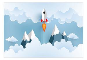KUNSTLOFT Vliestapete »Rocket in the Clouds«, lichtbeständige Design Tapete