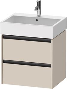 Duravit Ketho.2 wastafelonderkast met 2 laden 58,4x46x54,9 cm met antraciet grepen, taupe supermat