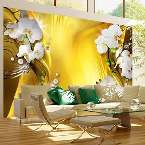 KUNSTLOFT Vliestapete »Orchid in Gold«, lichtbeständige Design Tapete