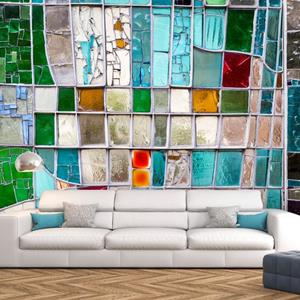 KUNSTLOFT Vliestapete »Sapphire Stained Glass«, lichtbeständige Design Tapete