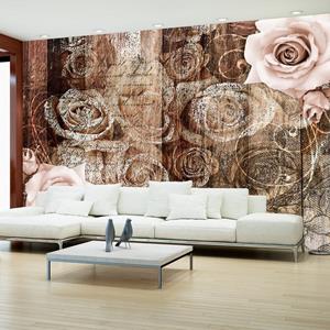 KUNSTLOFT Vliestapete »Old Wood & Roses«, lichtbeständige Design Tapete