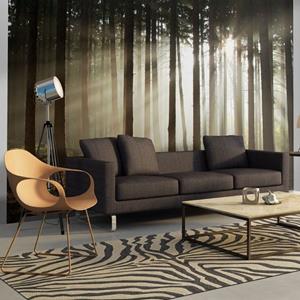 KUNSTLOFT Vliestapete »Nadelwald im Morgennebel«, lichtbeständige Design Tapete