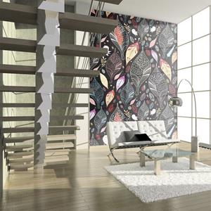 KUNSTLOFT Vliestapete »Herbstlaub auf schwarzem Hintergrund«, lichtbeständige Design Tapete