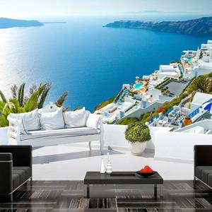 KUNSTLOFT Vliestapete »View on Santorini«, lichtbeständige Design Tapete