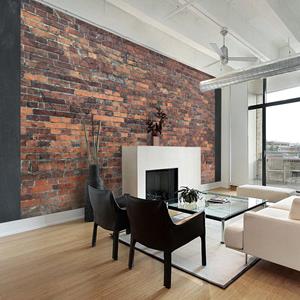 KUNSTLOFT Vliestapete »Vintage Wall (Red Brick)«, lichtbeständige Design Tapete