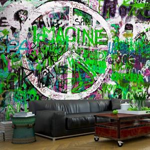 KUNSTLOFT Vliestapete »Green Graffiti«, lichtbeständige Design Tapete