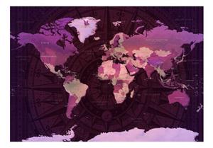 KUNSTLOFT Vliestapete »Purple World Map«, lichtbeständige Design Tapete