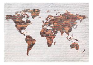 KUNSTLOFT Vliestapete »World Map: Brick Wall«, lichtbeständige Design Tapete