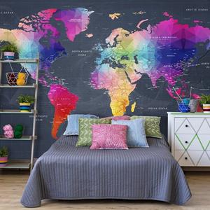 KUNSTLOFT Vliestapete »World Map: Colourful Crystals«, lichtbeständige Design Tapete