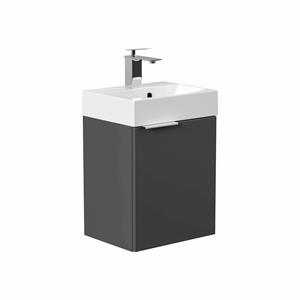 einfachgutemoebel Waschtisch-Set Bad Raumspar-Waschplatz TinyCube 40cm, inkl. Becken, anthrazit glanz, (Badmöbel Set, 1-St., Waschtisch Set)
