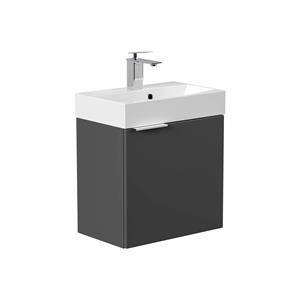 einfachgutemoebel Waschtisch-Set Bad Raumspar-Waschplatz TinyCube 50cm, inkl. Becken, anthrazit glanz, (Badmöbel Set, 1-St., Waschtisch Set)