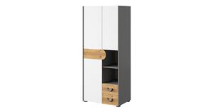 Kleiderschrank Stauraumschrank Carina 80cm 2-türig mit 2 Schubladen weiß