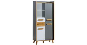 Stauraumschrank Aktenschrank Viso 90x56x195cm 3-türig grau