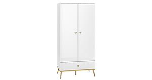 Kleiderschrank Goldin Garderobenschrank 92x53x190cm 2-türig mit 1 Schublade weiß