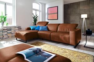 Home affaire Ecksofa Juist, mit Kopfteilverstellung und schwarzen Metallkufen