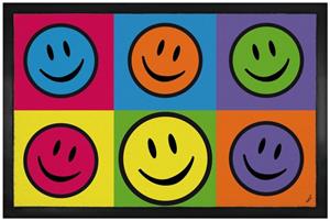 1art1 Fußmatte »Emoticons - Smiley, Colour Blocking, Warhol Style Pop Art«, , Höhe 5 mm