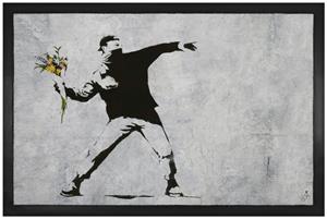 1art1 Fußmatte »Banksy - Der Blumenwerfer, Graffiti Streetart«, , Höhe 5 mm