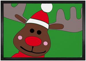 1art1 Fußmatte »Weihnachten - X-Mas Rentier Rudolph Mit Der Roten Nase«, , Höhe 5 mm