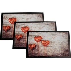 Merkloos Deurmat Valentijn - 3 stuks - 40x60cm - binnen - droogloopmat - liefde