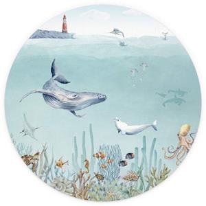 K&L WALL ART Fototapete »Fototapete Baby Kinderzimmer Tapete Meerestier Delfin Seepferdchen rund«, große Kinder Motivtapete