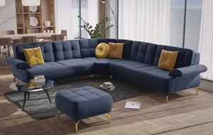 Sit&More Ecksofa, inkl. 4 Zierkissen mit Strasssteinen, goldfabene Metallfüße