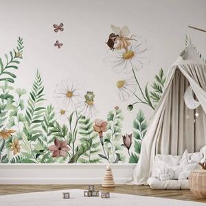 K&L WALL ART Fototapete »Fototapete Baby Kinderzimmer Blumen Elfe Blumenwiese Fee Vliestapete«, große XXL Motivtapete