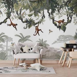 K&L WALL ART Fototapete »Fototapete Baby Kinderzimmer Vliestapete Freche Äffchen Dschungel Affe«, große XXL Motivtapete