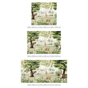 K&L WALL ART Fototapete »Fototapete Baby Kinderzimmer Vliestapete Waldbewohner Fuchs Hirsch Elch«, große XXL Motivtapete
