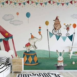 K&L WALL ART Fototapete »Fototapete Baby Kinderzimmer Vliestapete Zirkus Freunde Elefant Hase Bär«, große XXL Motivtapete