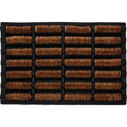 Deurmat/droogloopmat - buiten/binnen - zwart - rubber/kokos - 60 x 40 cm - Deurmatten