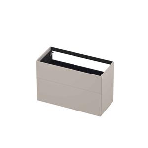 INK P2O Wastafelonderkast - 100x45x65cm - 2 lades - push 2 open - rechte opdekfronten MDF lak Mat kasjmier grijs 1259138