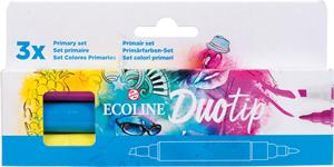 Talens Ecoline Duotip Brush pen, etui van 3 stuks, primair