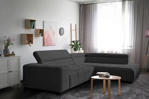 Exxpo - Sofa Fashion Ecksofa, mit 3 verstellbaren Kopfstützen, wahlweise mit Bettfunktion und Kissen