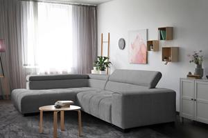 Exxpo - Sofa Fashion Ecksofa, mit 3 verstellbaren Kopfstützen, wahlweise mit Bettfunktion und Kissen