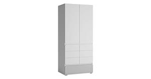 Kleiderschrank Drehtürenschrank Albi 84x59x193cm grifflos 2-türig mit 1 Schublade weiß