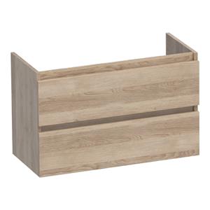 Saniclass Solution Small Wastafelonderkast - 80x39x50cm - 2 softclose greeploze lades - 1 sifonuitsparing - MFC - legno calore 1889