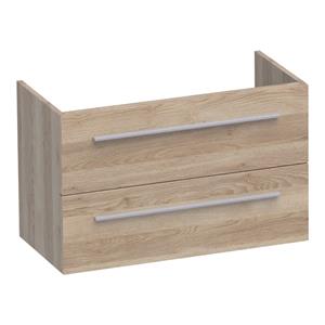 Saniclass EX Small WastafelOnderkast - 80x39x50cm - 2 softclose lades - zonder greep - 1 sifonuitsparing - MFC - legno calore 1141