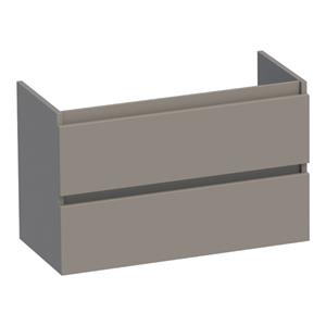 Saniclass Solution Small Wastafelonderkast - 80x39x50cm - 2 softclose greeploze lades - 1 sifonuitsparing - MDF - mat taupe 1769