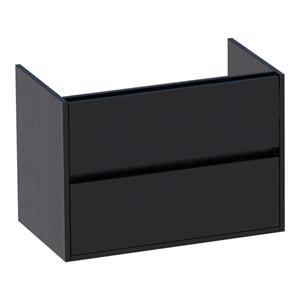 Saniclass Nexxt Wastafelonderkast - 80x46x55cm - 2 greeploze softclose lades - 1 sifonuitsparing - MFC - black wood 1418