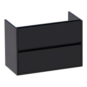 Saniclass Nexxt Small Wastafelonderkast - 80x39x55cm - 2 greeploze softclose lades - 1 sifonuitsparing - MFC - black wood 1451