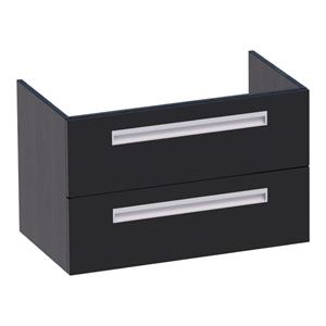 Saniclass IQ Wastafelonderkast - 80x46x50cm - 2 softclose lades - standaard greep - 1 sifon - uitsparing - MFC - black wood 1408IQ