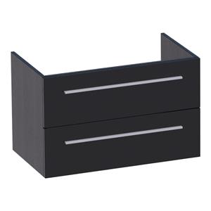 Saniclass EX WastafelOnderkast - 80x46x50cm - 2 softclose lades - zonder greep - 1 sifonuitsparing - MFC - black wood 1408