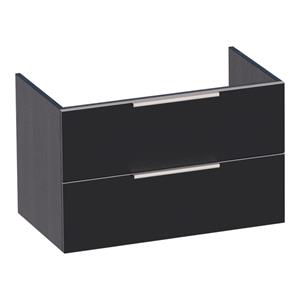 Saniclass EVO WastafelOnderkast - 80x46x50cm - 2 softclose lades - standaard greep - 1 sifonuitsparing - MFC - black wood 1408EVO